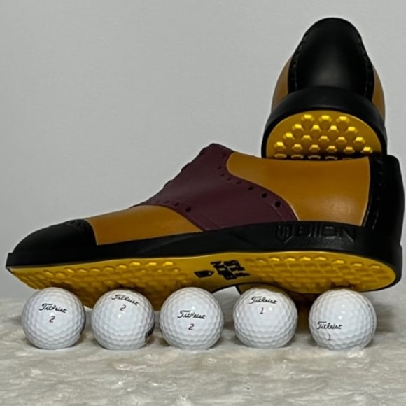 Biion Other - BIION Crimson Red, Black & Leather Oxford Golf Shoes Men SZ 8